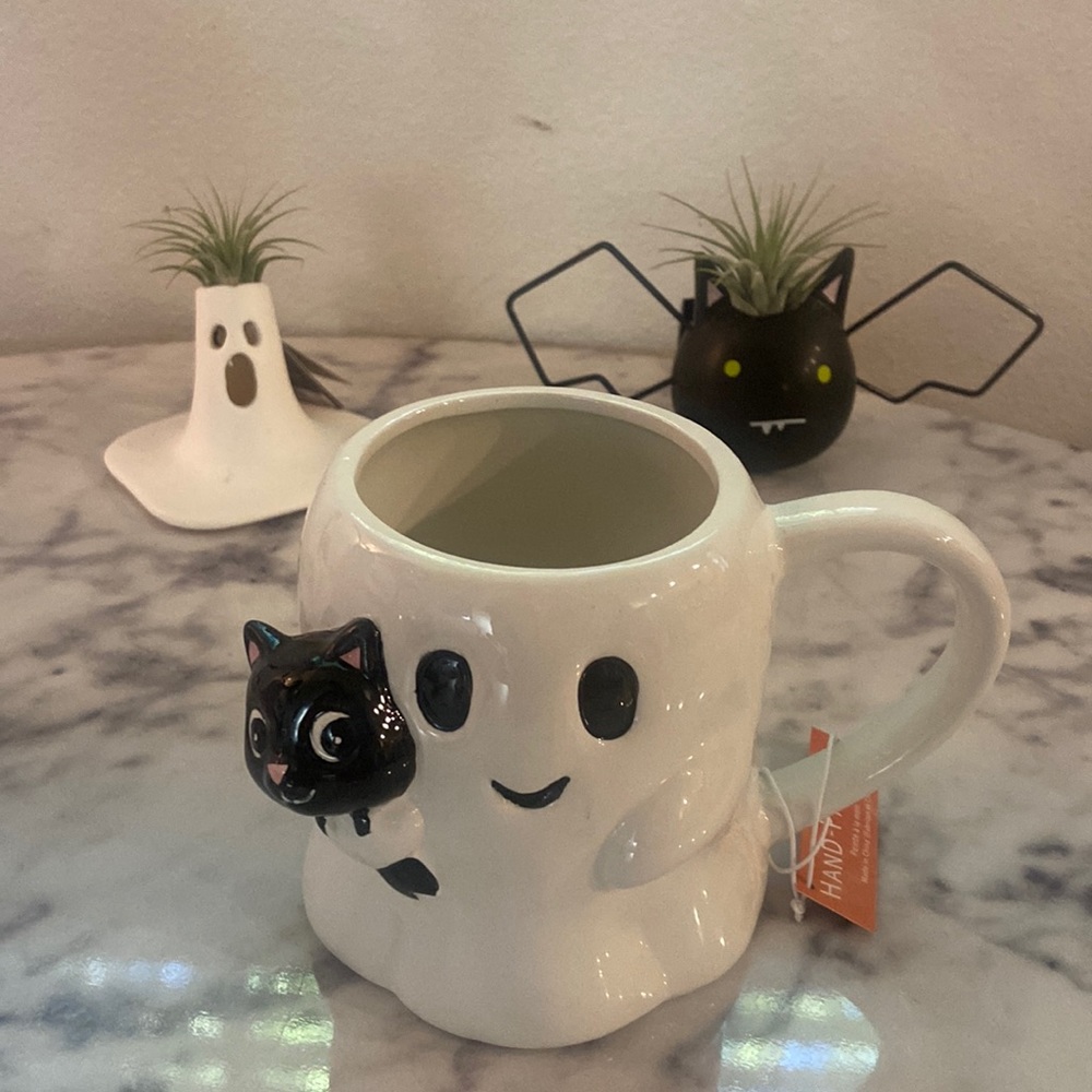 Halloween Ghost kitty cat mug